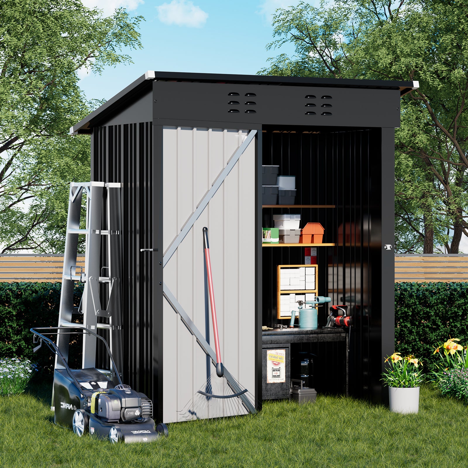 COMHOMA Outdoor Metal Storage Tool Shed B106
