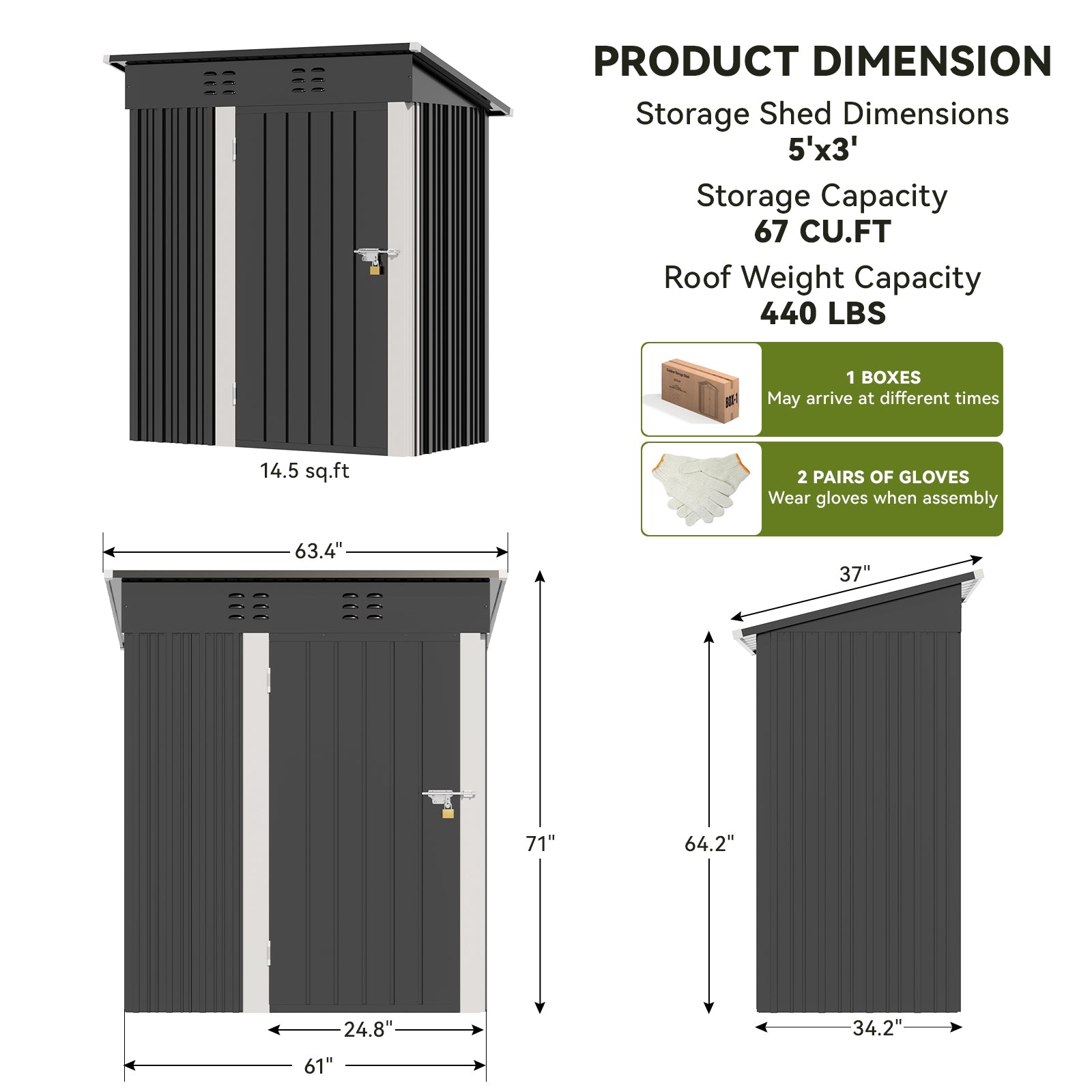COMHOMA Outdoor Metal Storage Tool Shed B106