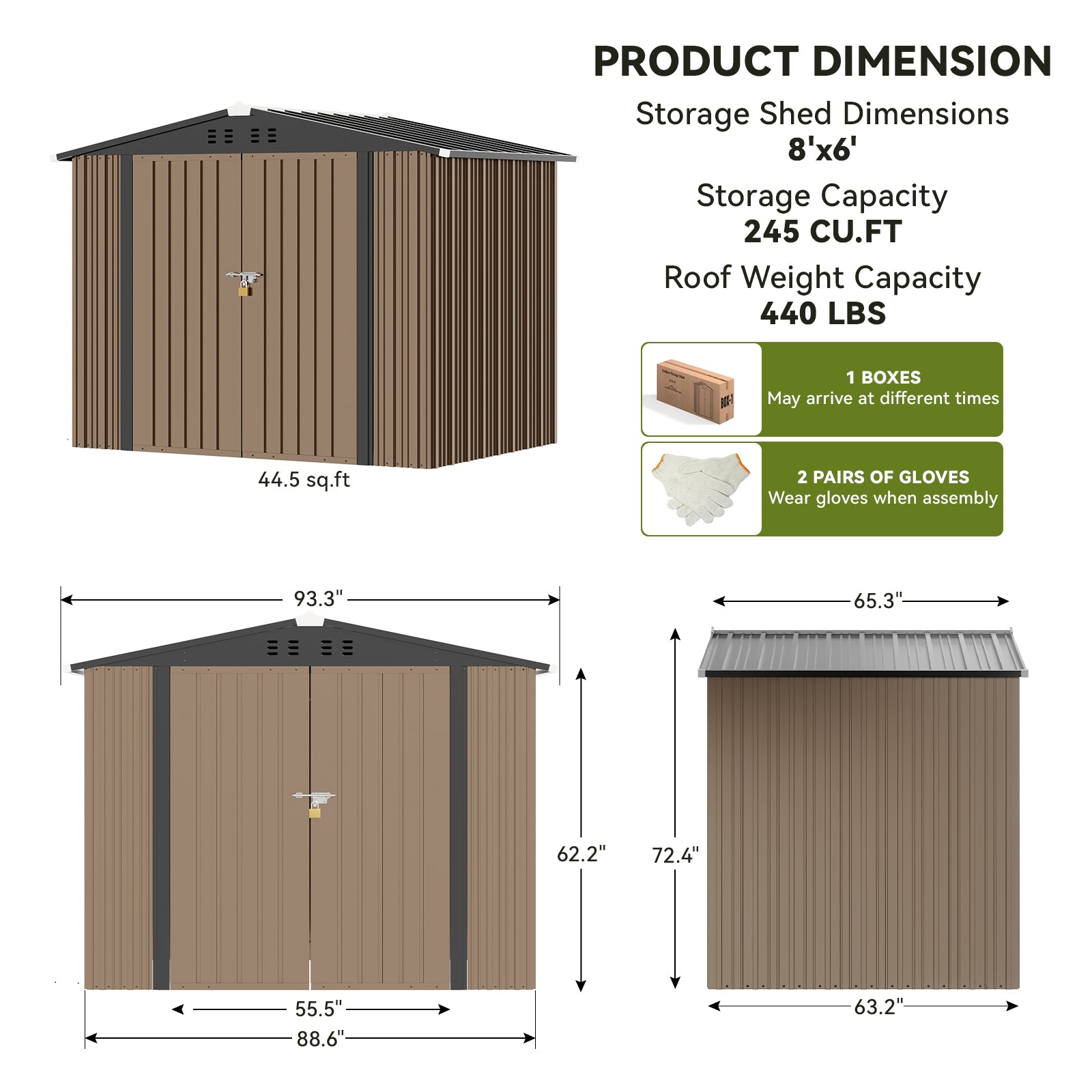 COMHOMA Outdoor Metal Storage Tool Shed B106