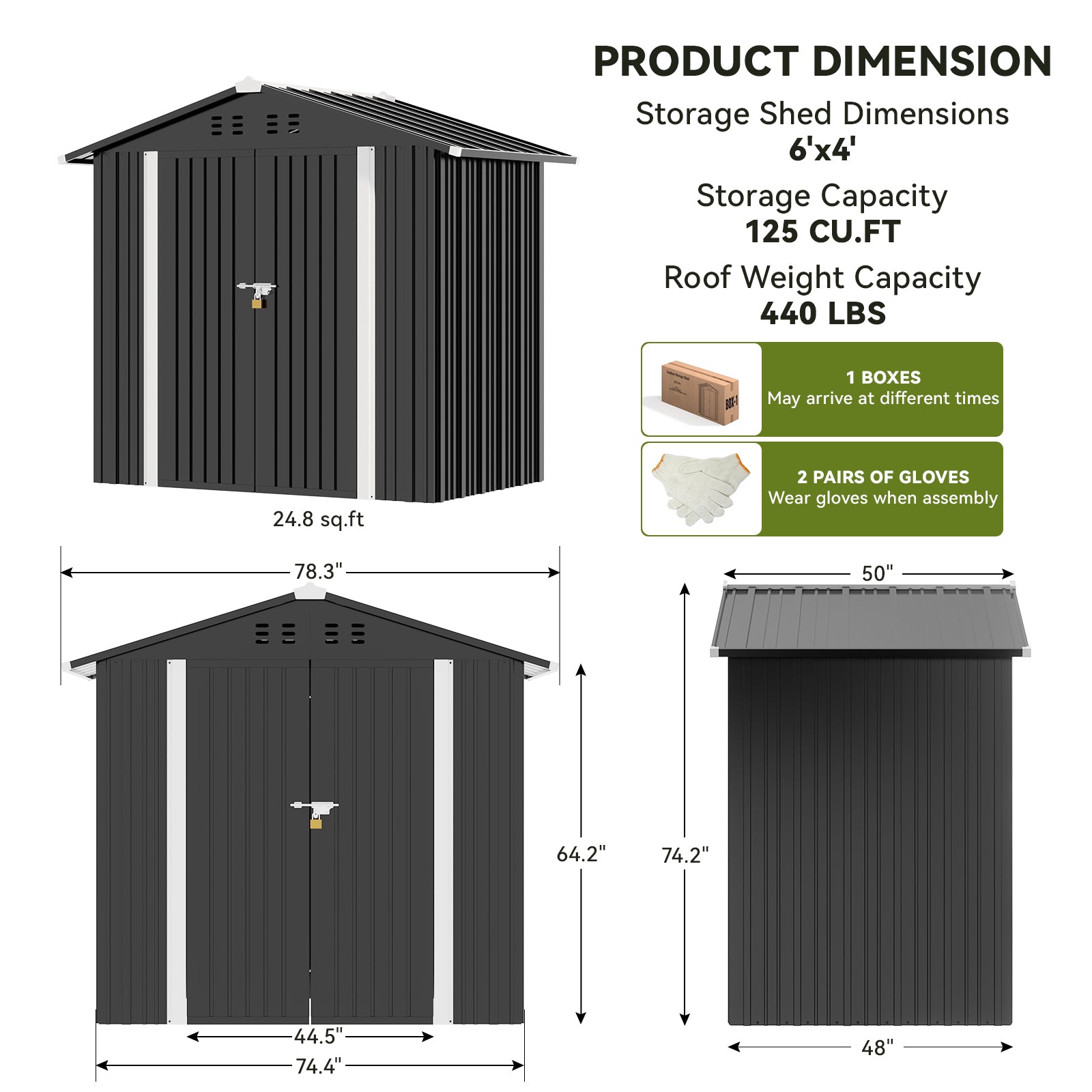 COMHOMA Outdoor Metal Storage Tool Shed B106