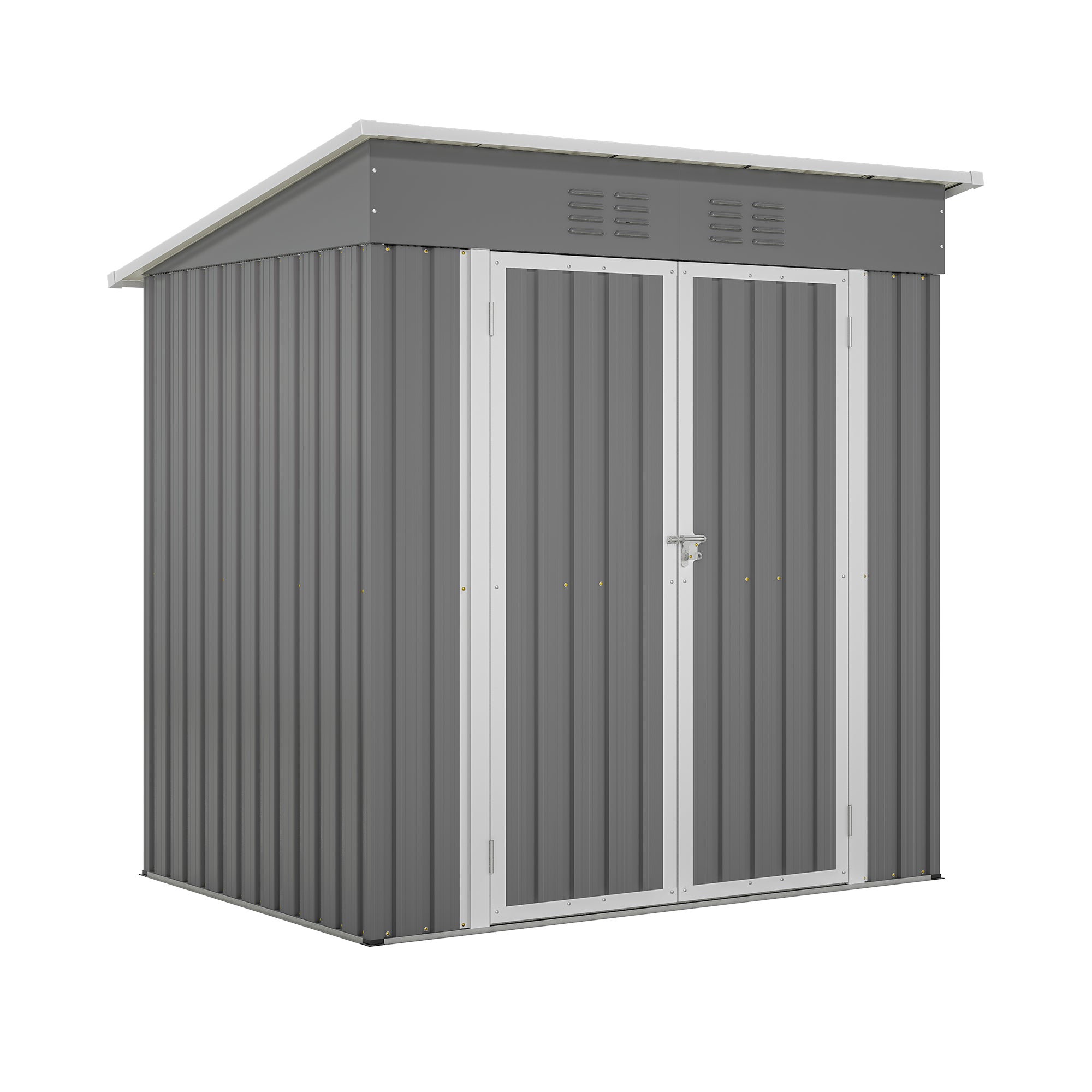 6'x4' Outdoor Metal Storage Shed for Garden Tools Lockable Door With Floor Frame