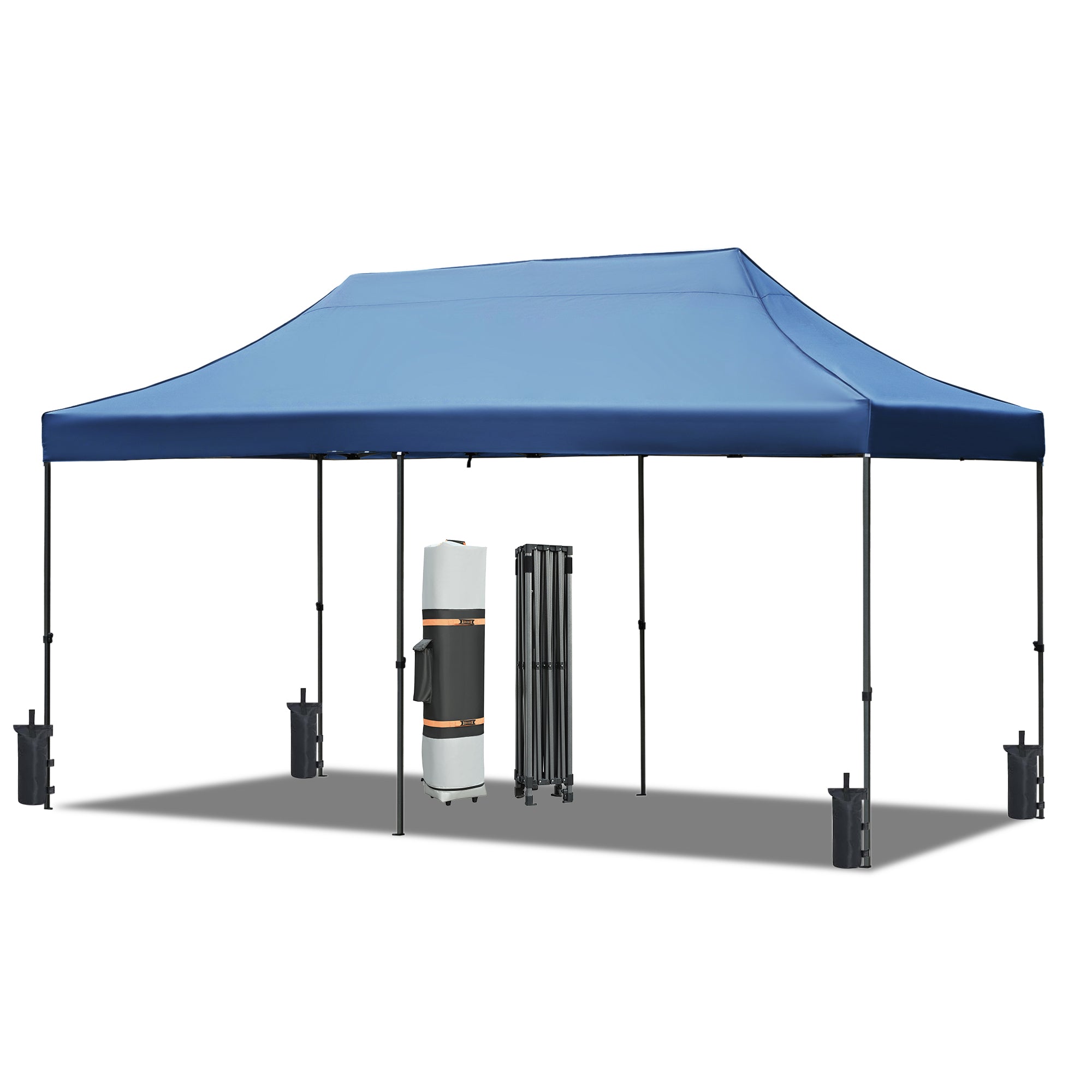 TREXM 10x20 Pop Up Canopy Tent with 6 Sidewalls, Heavy Duty Party Tent, UV and Waterproof Protection, 3 Height Adjustable Outdoor Canopy Tent with Roller Bag for Weddings, Events, and Beach, Blue