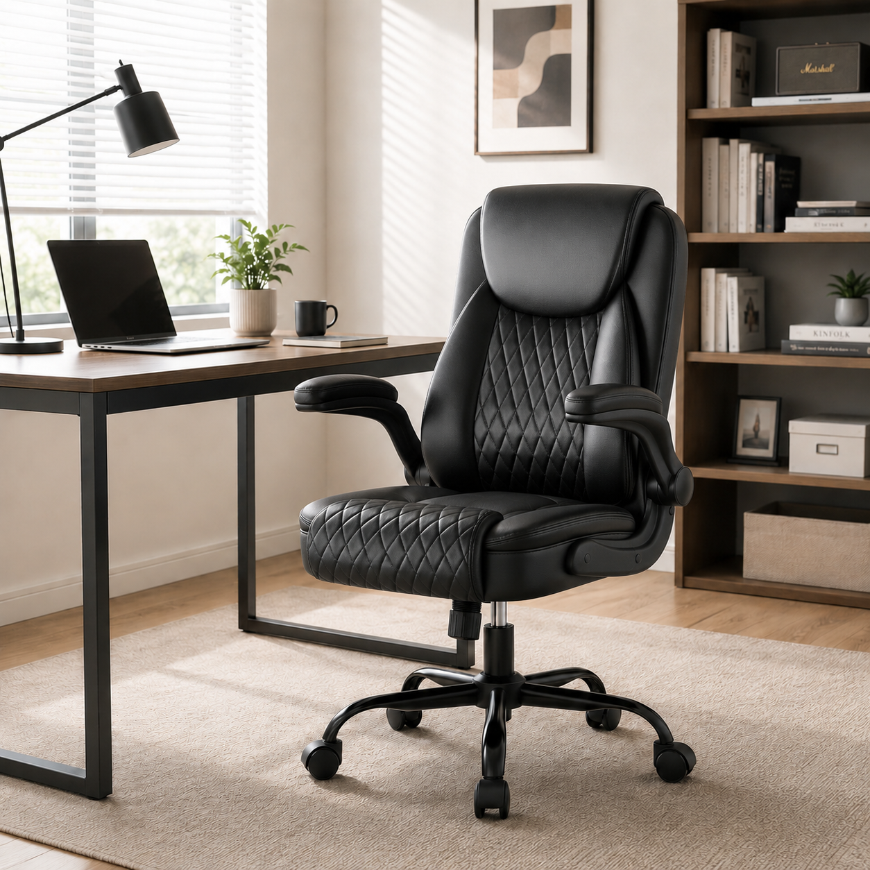 GTPLAYER Office Executive Chair with Flip-up Arms, Ink Black - AMZ