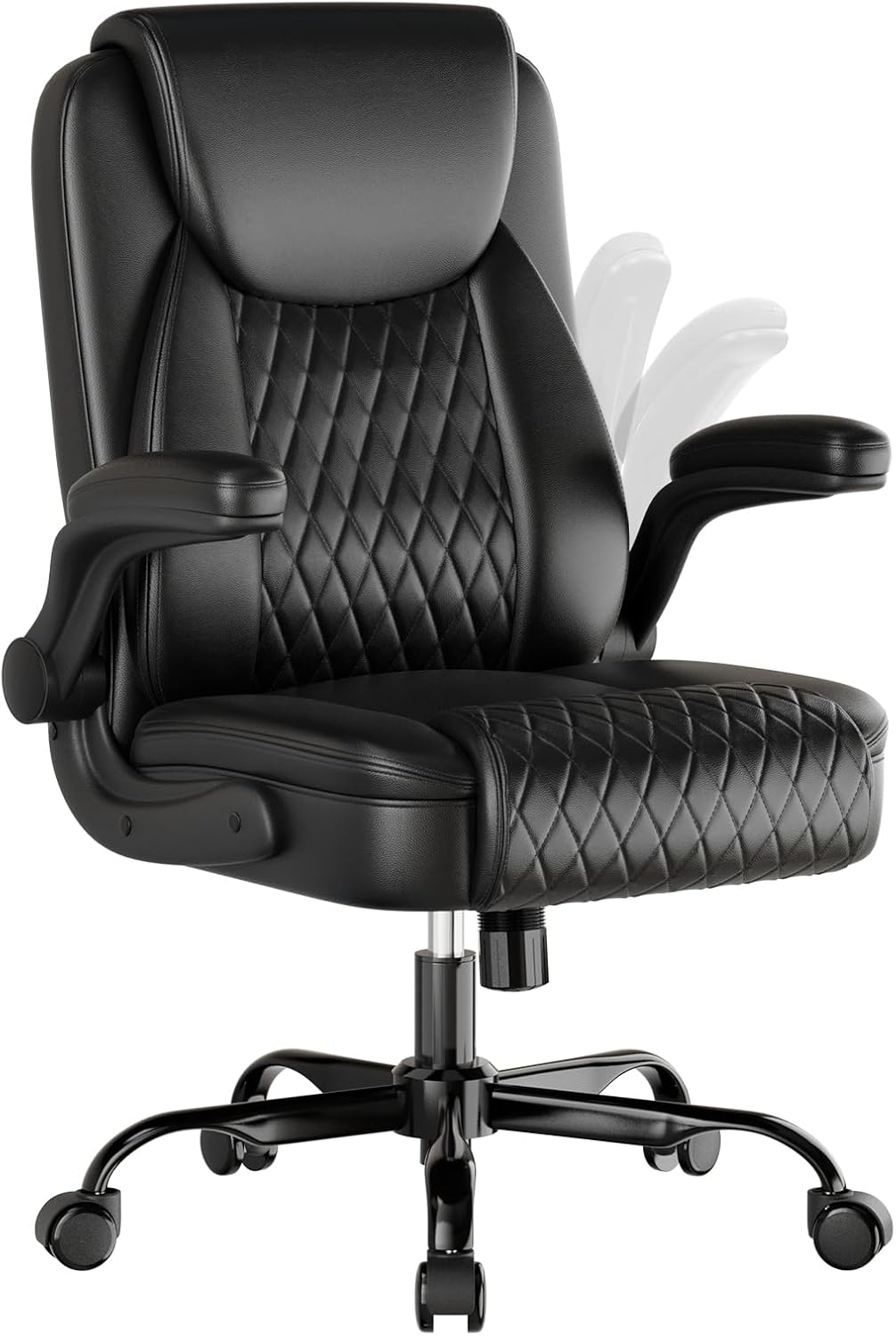 COMHOMA Rocking Leather Office Chair with Back Support and
