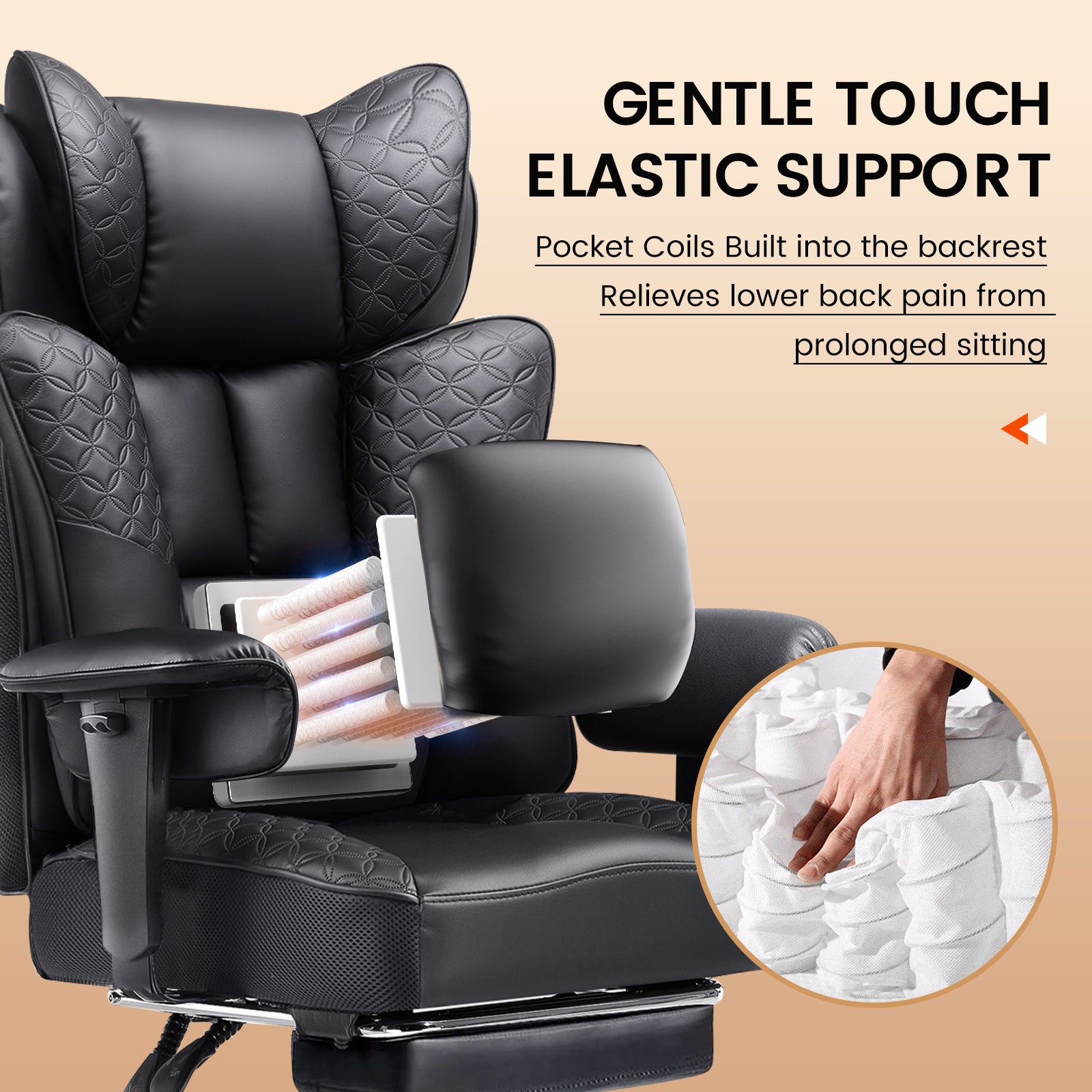 COMHOMA Upgraded Big and Tall Office Chair 400LBS with Pillow & Adjustable Armrest CH510/CH610