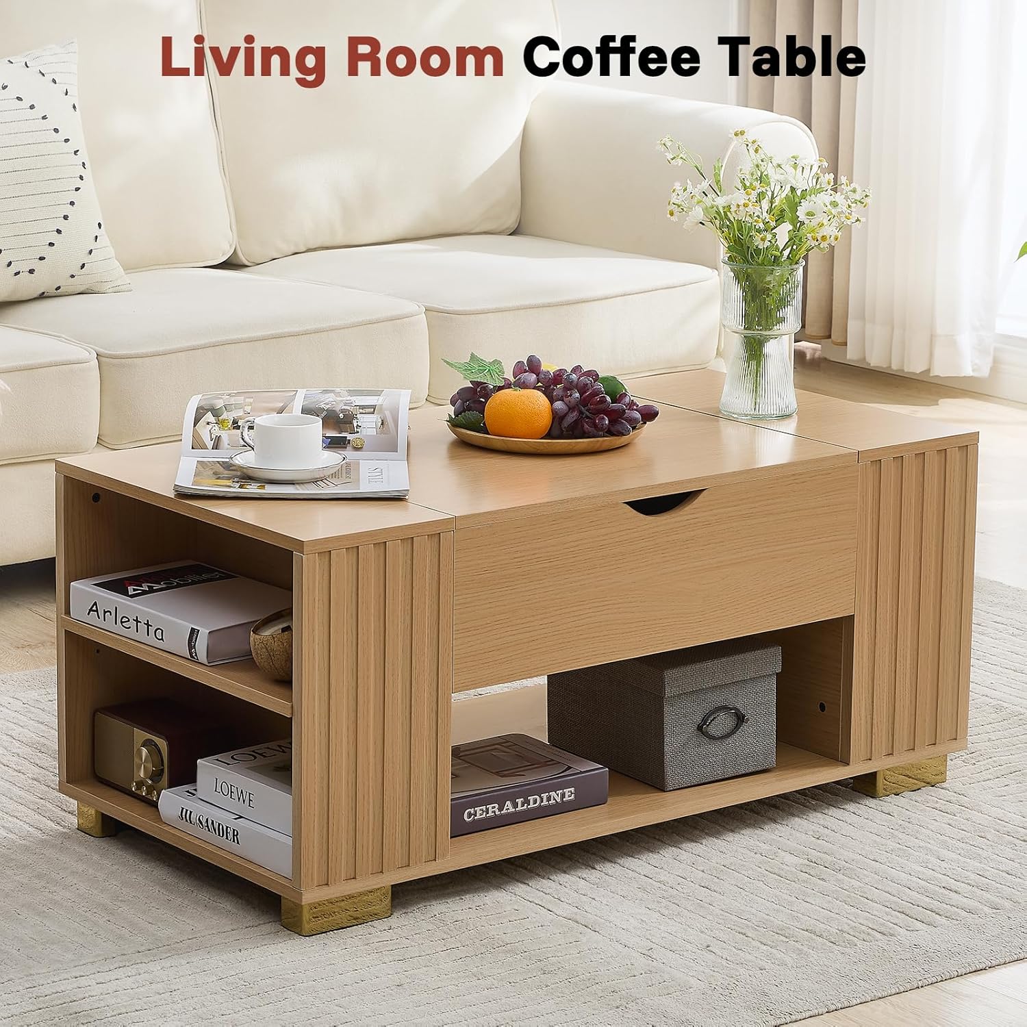 COMHOMA Coffee Table with Lifting Top & Hidden Storage
