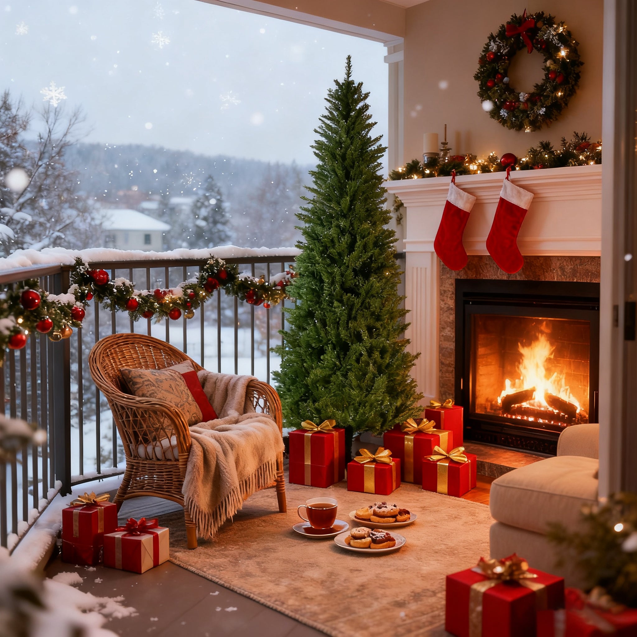 6FT Pencil Christmas Tree Classic Slim Tree with 754 Tips classic pencil-shaped Christmas tree suitable for both Halloween and Christmas dense branches for realistic Christmas