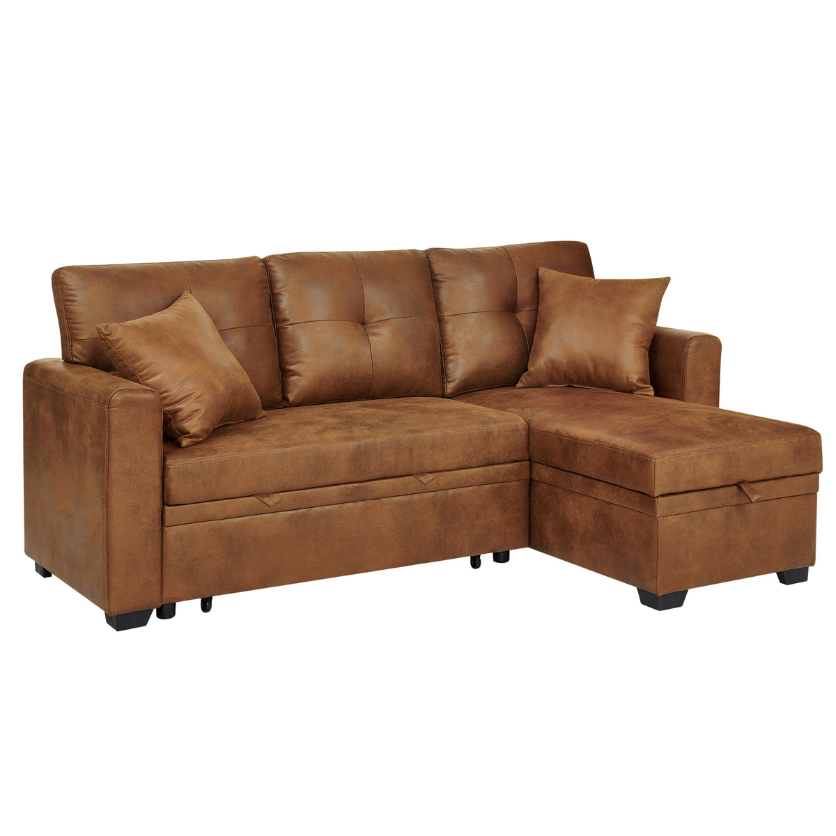 Sleeper Sofa, Sectional with Pull-Out Bed, Reversible Chaise, Storage Sectional, Foil Fabric, Small Space Solution, Convertible Sofa Bed