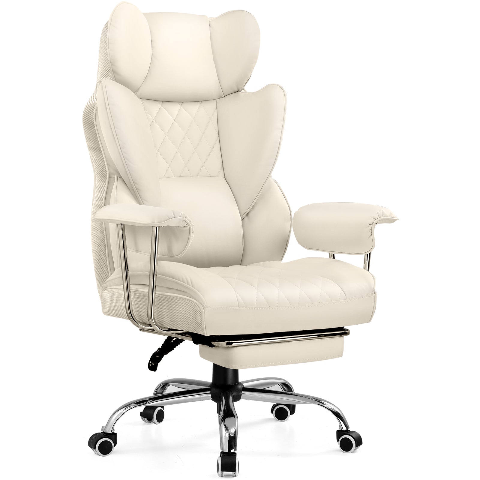 COMHOMA Leather Game & Office Chair with Lumbar Support & Adjustable Footrest GT205