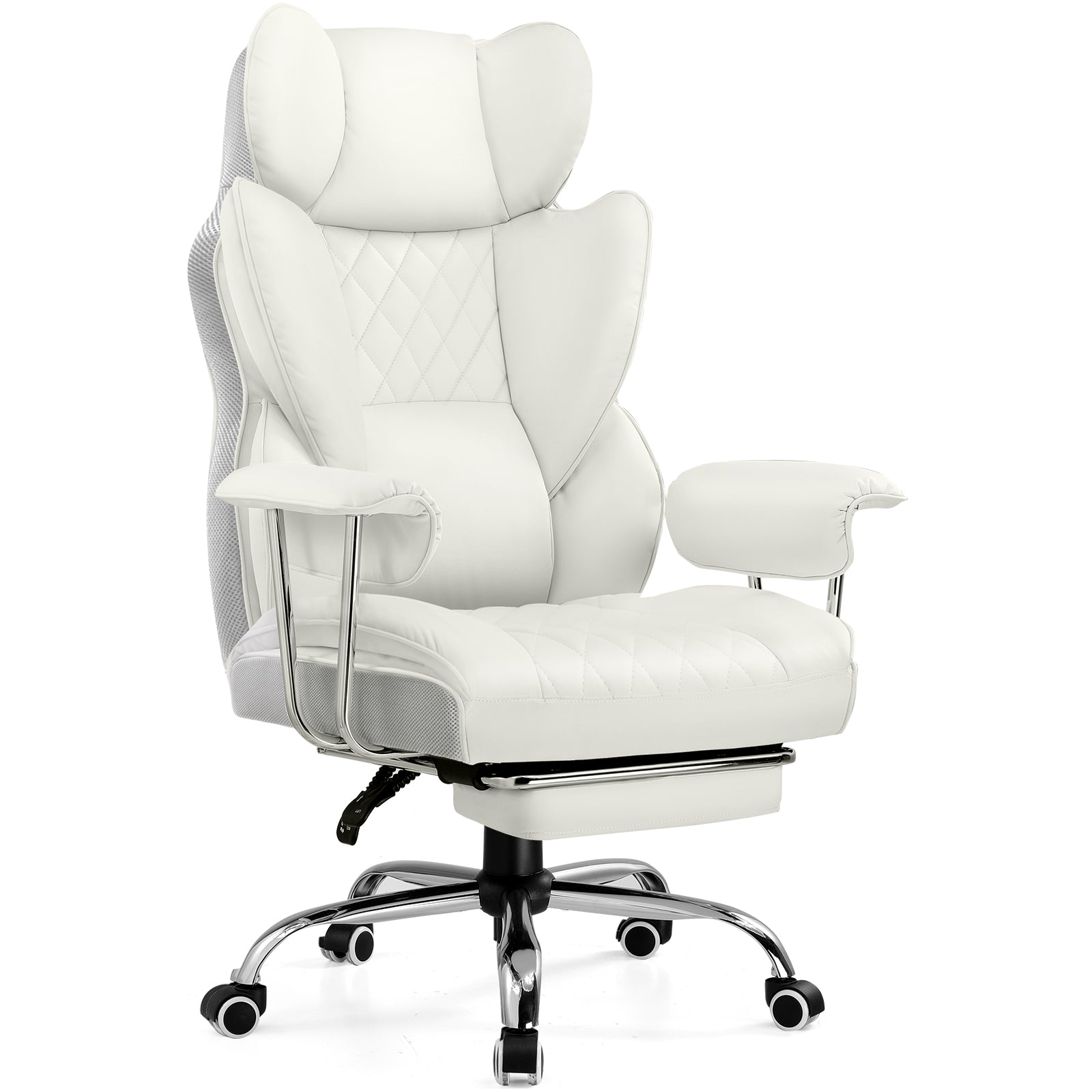 COMHOMA Leather Game & Office Chair with Lumbar Support & Adjustable Footrest GT205