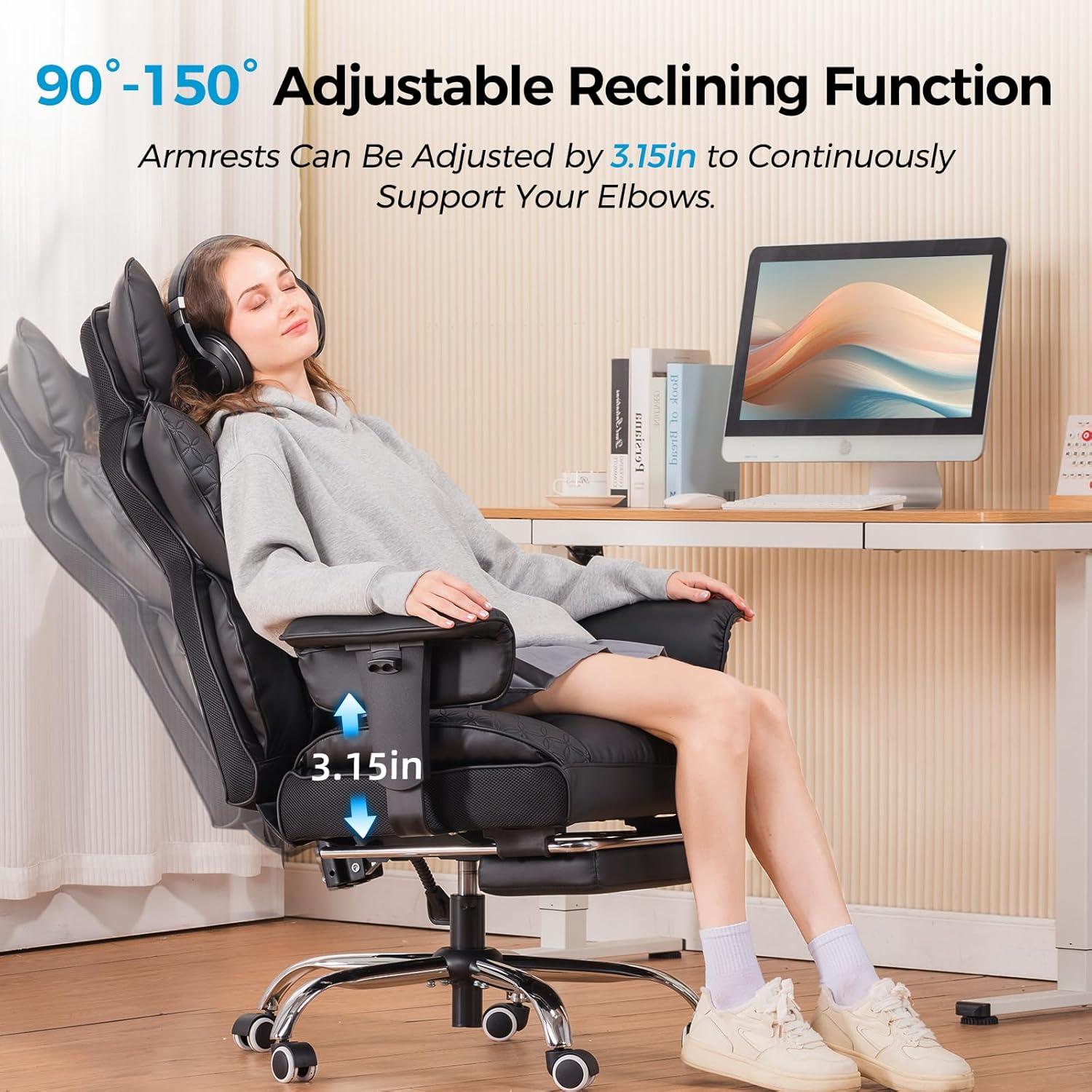 COMHOMA Upgraded Big and Tall Office Chair 400LBS with Adjustable Armrest CH510/CH511