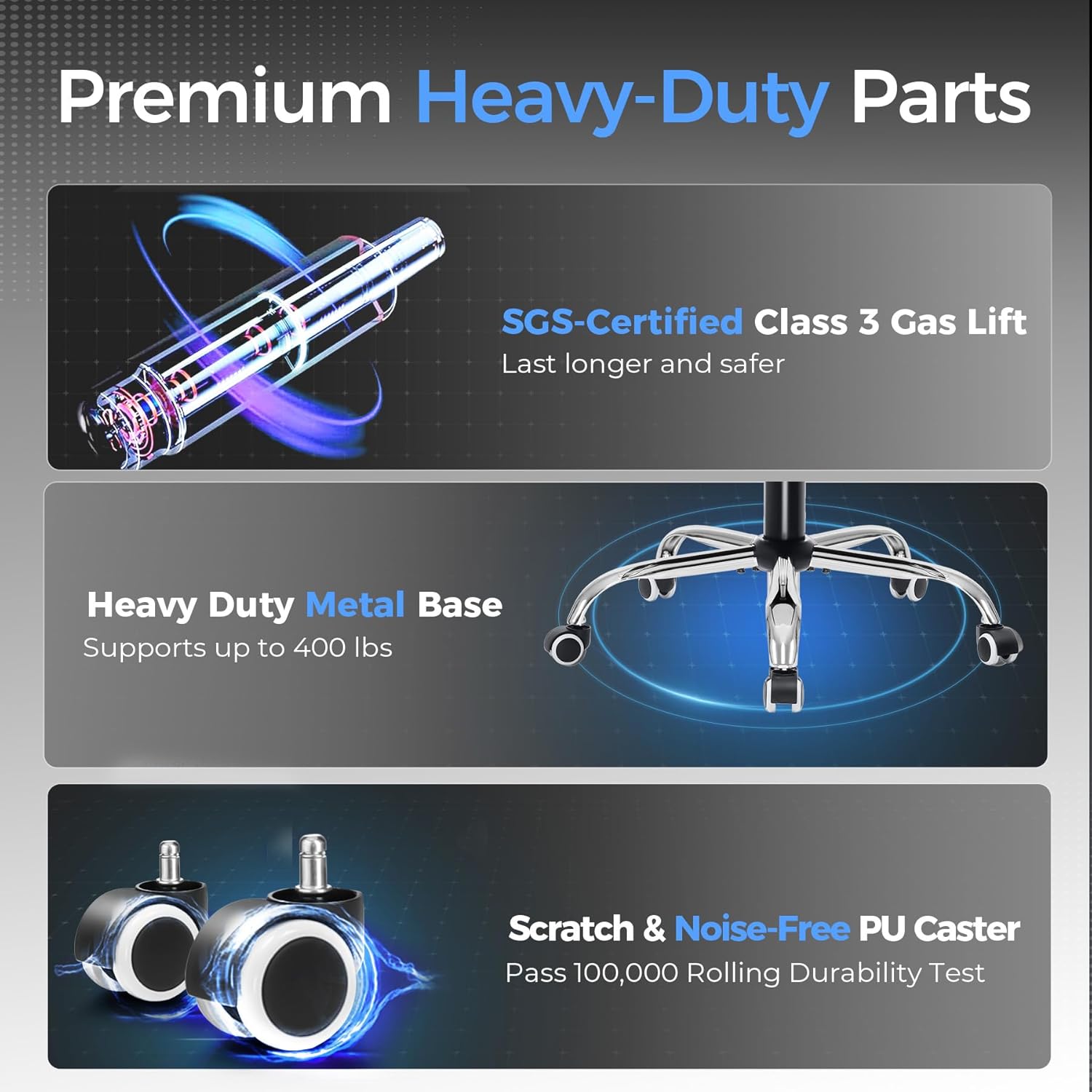 COMHOMA Upgraded Big and Tall Office Chair 400LBS with Pillow, Adjustable Armrest CH510/CH511