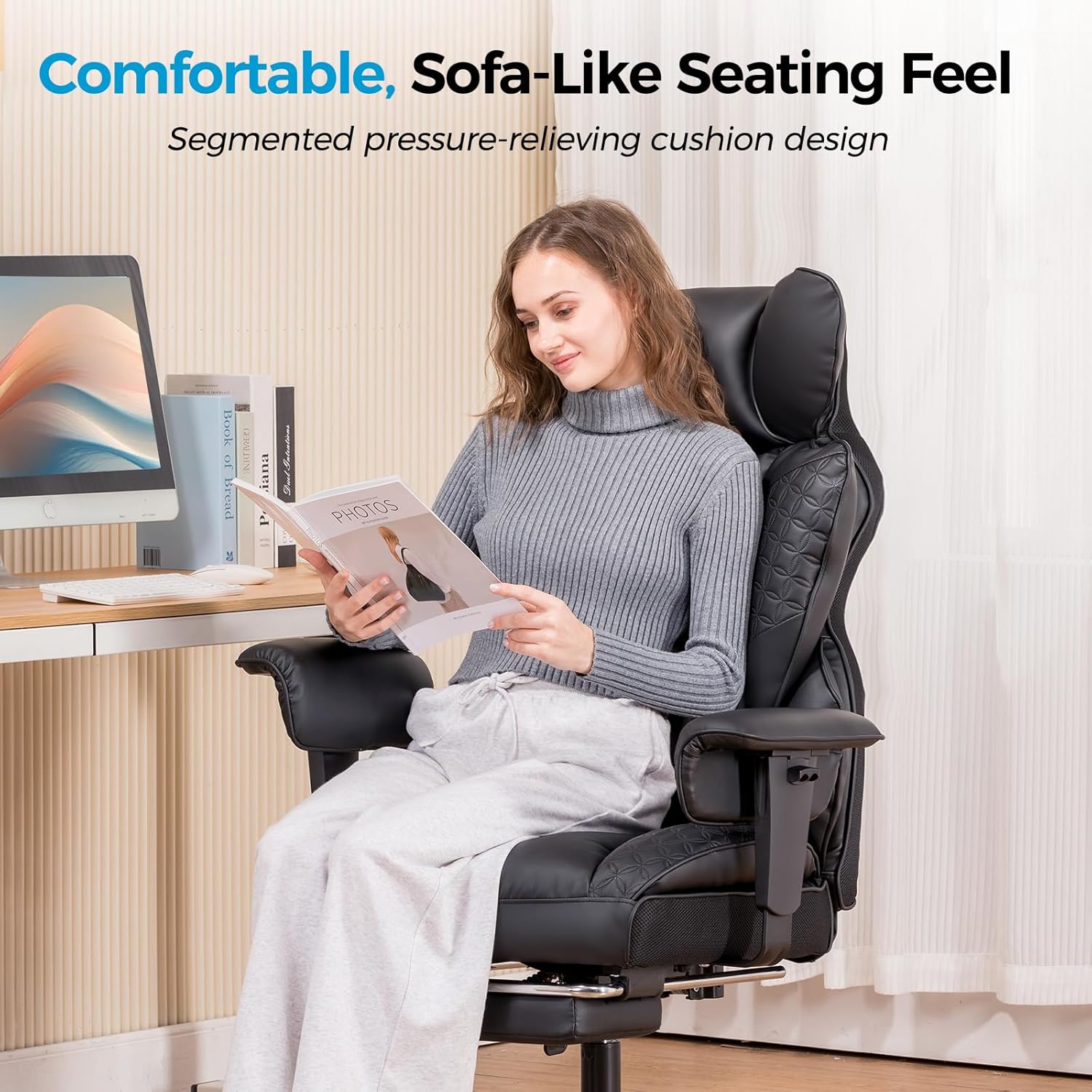 COMHOMA Upgraded Big and Tall Office Chair 400LBS with Adjustable Armrest CH510/CH511