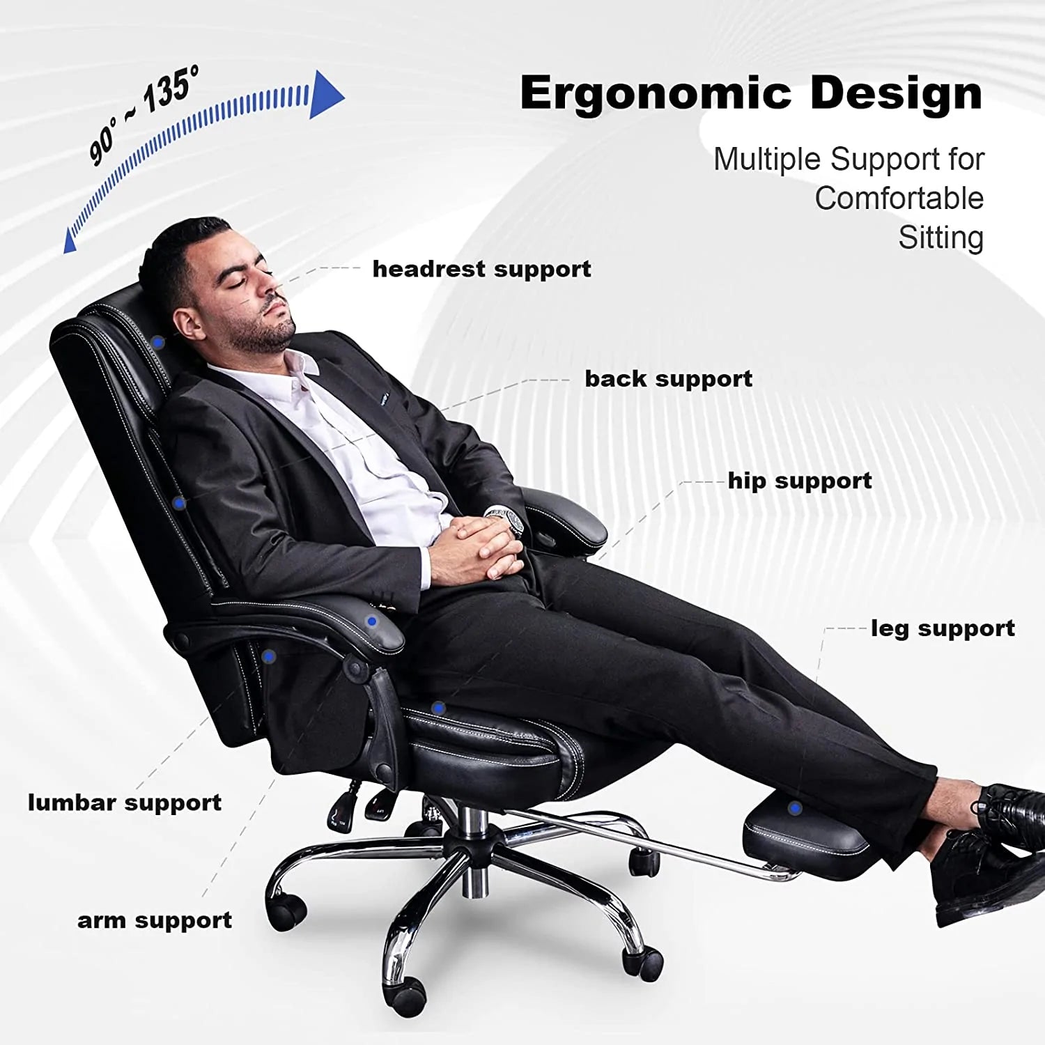 COMHOMA Office Chair with Footrest CH8252