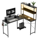 COMHOMA 53" Reversible L-Shaped Gaming Desk with LED Lights, Power Outlets Computer Desk with Hooks and Cup Holder, DL009