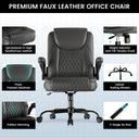 Cloudrest Pro Rocking Leather Office Chair with Back Support and Adjustable Armrests, for Short People Use CH228