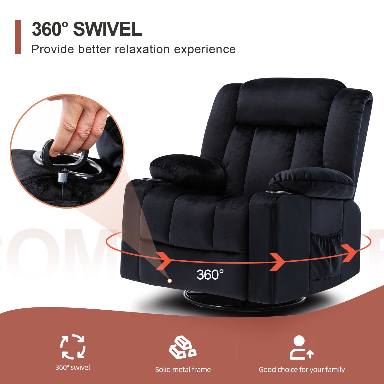 COMHOMA Massage Swivel Recliner H1148