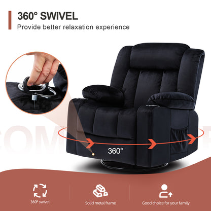 COMHOMA Recliner with Swivel, Massage & Heat H1148