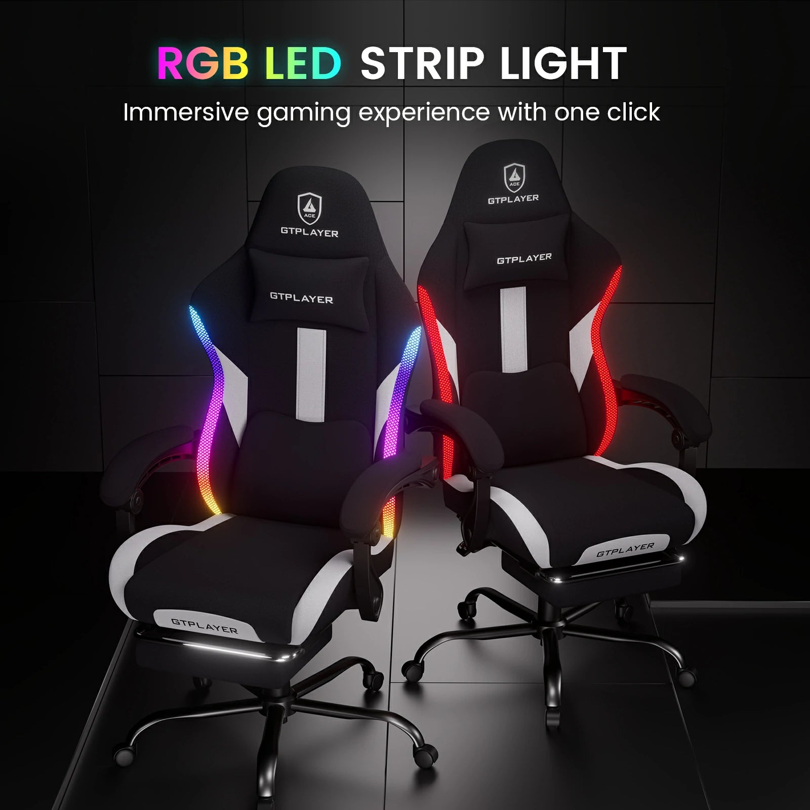 GTRACING Gaming Chair with Racing Style RGB LED Lights GT905-RGB