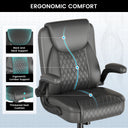 Cloudrest Pro Rocking Leather Office Chair with Back Support and Adjustable Armrests, for Short People Use CH228