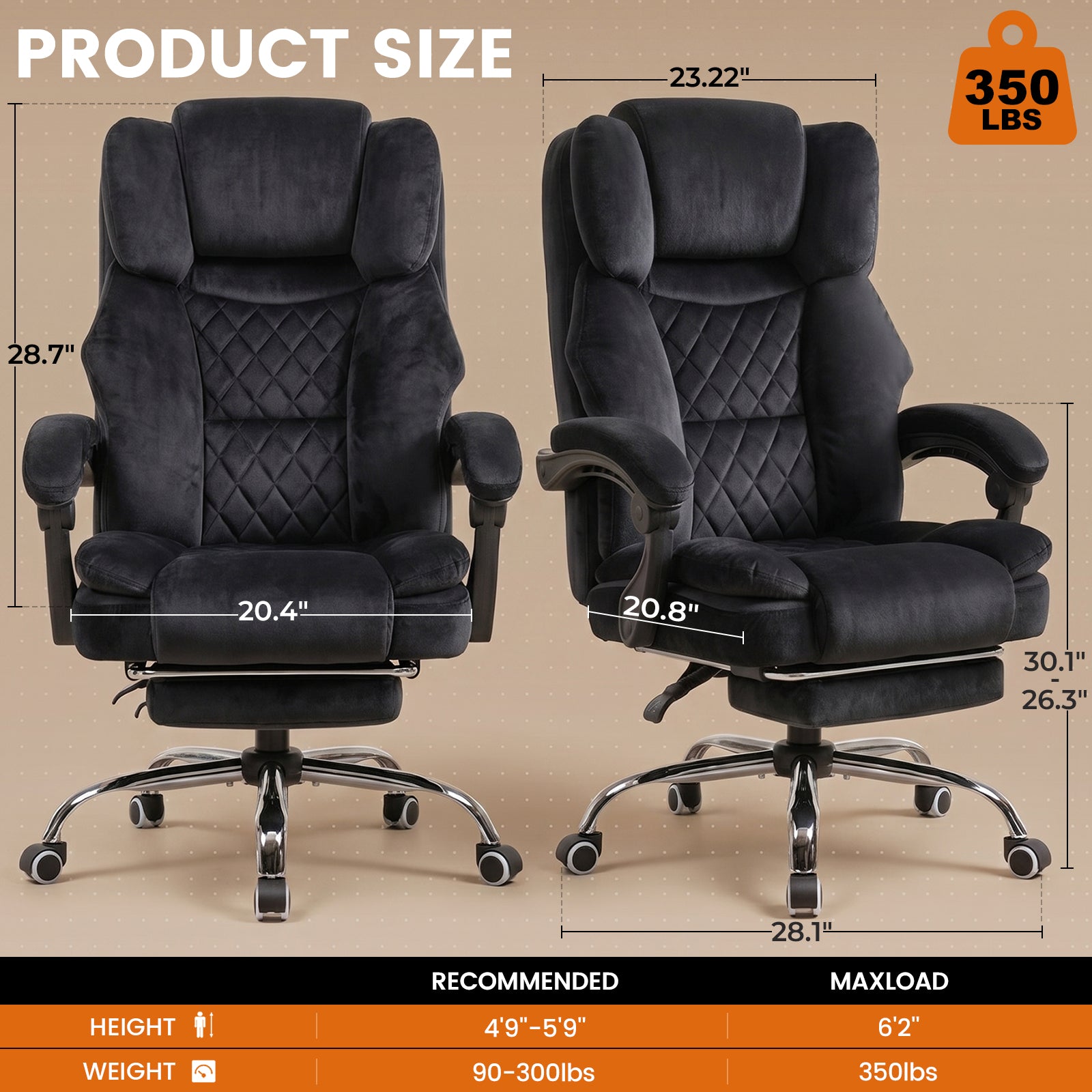 Cloudrest Pro Executive Big and Tall Office Chair with Linkage Armrests 90°-145° CH1001