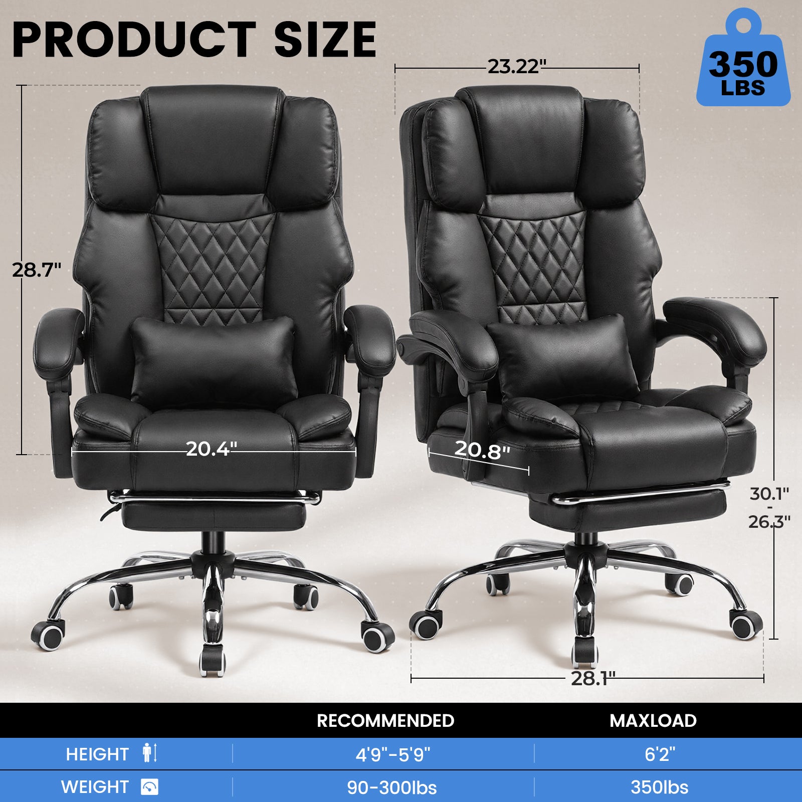Cloudrest Pro Executive Big and Tall Office Chair with Linkage Armrests 90°-145° CH1001