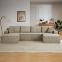 Compressible U-Shaped Sectional Sofa Set,Minimalist Style Modular Sectional Sofa, Corduroy Fabric Cloud Couch for Living Room