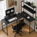 COMHOMA 53" Reversible L-Shaped Gaming Desk with LED Lights, Power Outlets Computer Desk with Hooks and Cup Holder, DL009