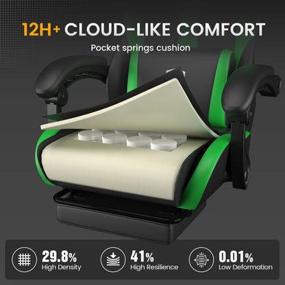 GTPLAYER Gaming Chair with Pocket Spring Cushion & Footrest GT905