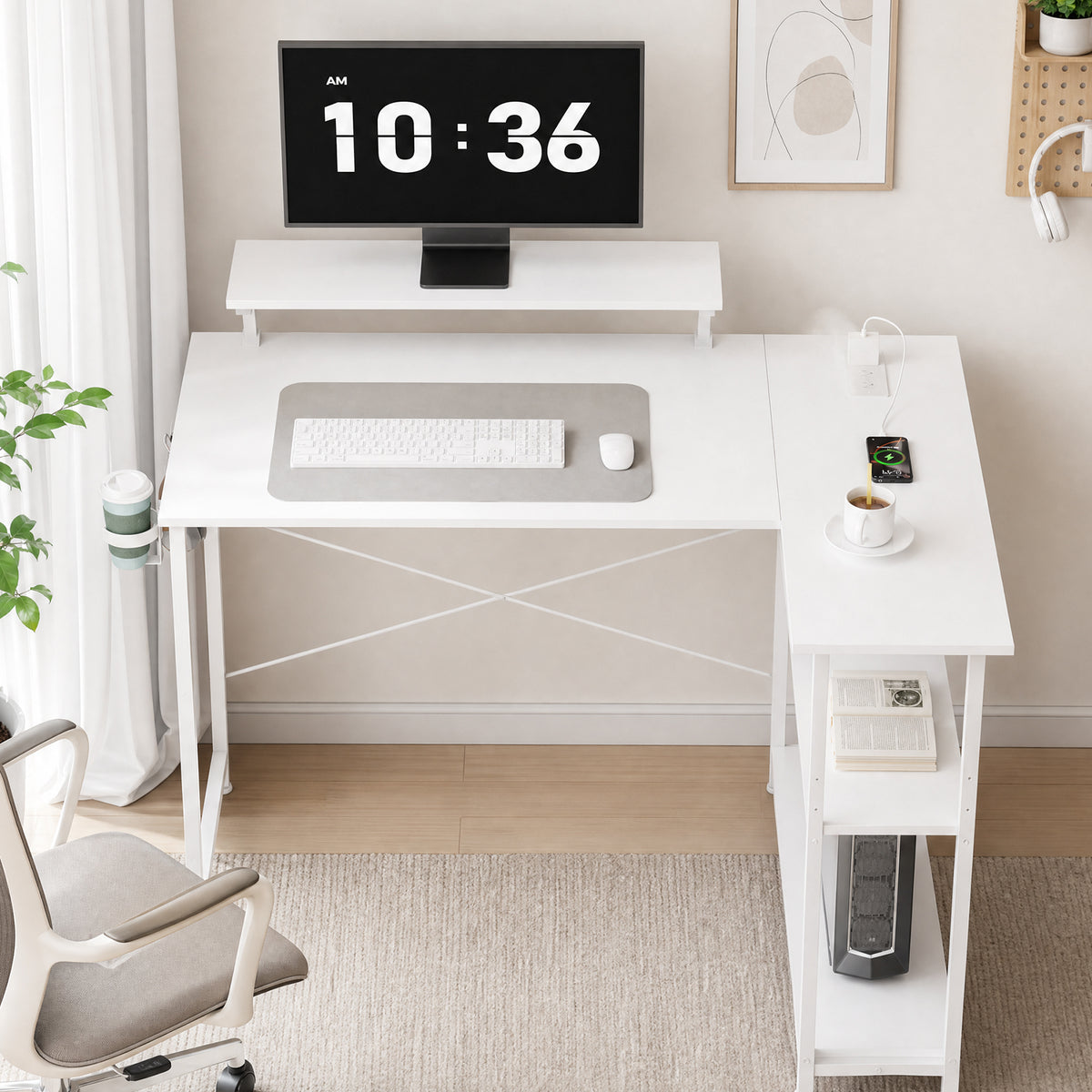 COMHOMA® Reversible Office Gaming Desk with RGB LED Lighting, Hooks and Cup Holder DL007/DL008/DL009