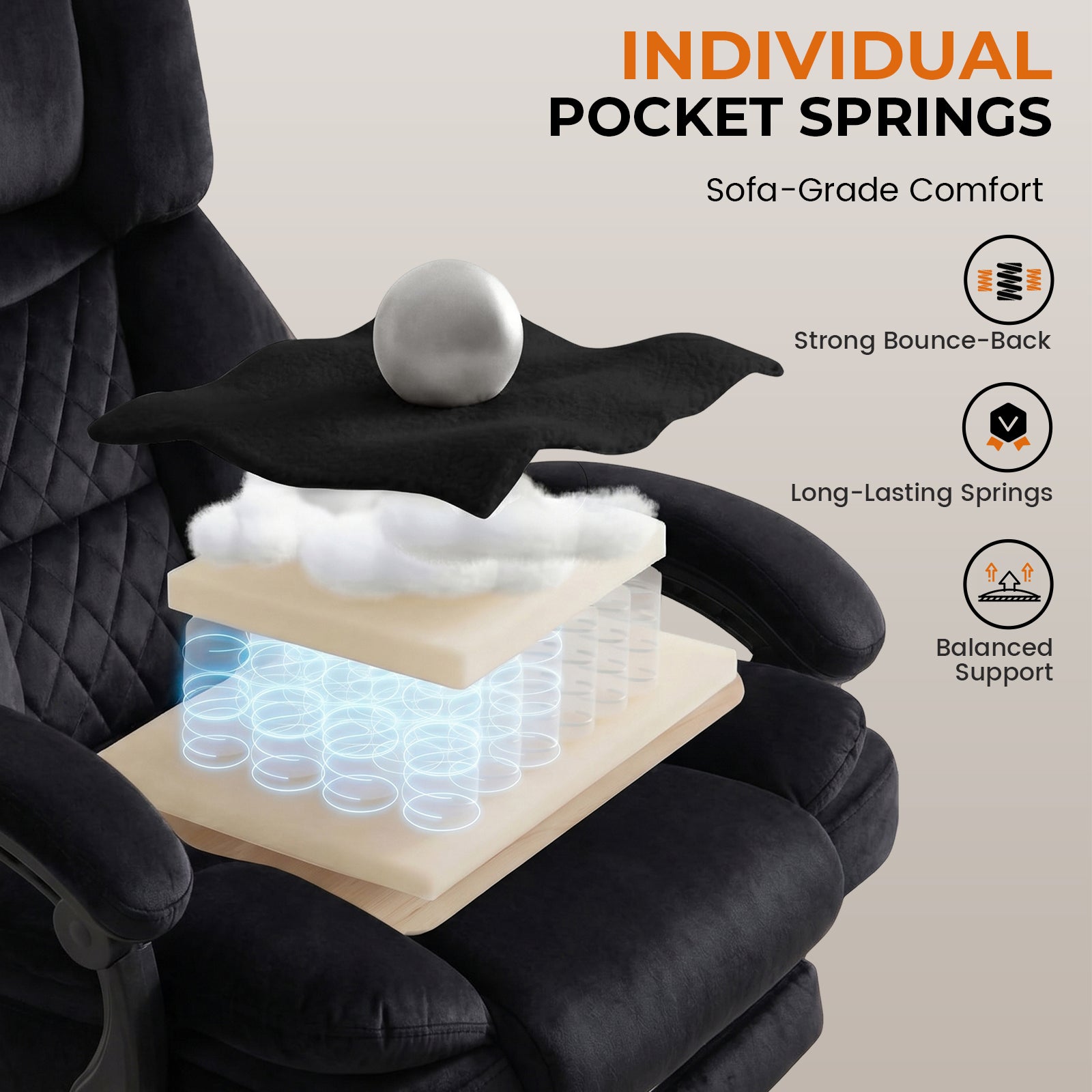 Cloudrest Pro Executive Big and Tall Office Chair with Linkage Armrests 90°-145° CH1001