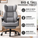 COMHOMA® Big and Tall Ergonomic Office Chair with Linkage Armrest & Wide Seat
