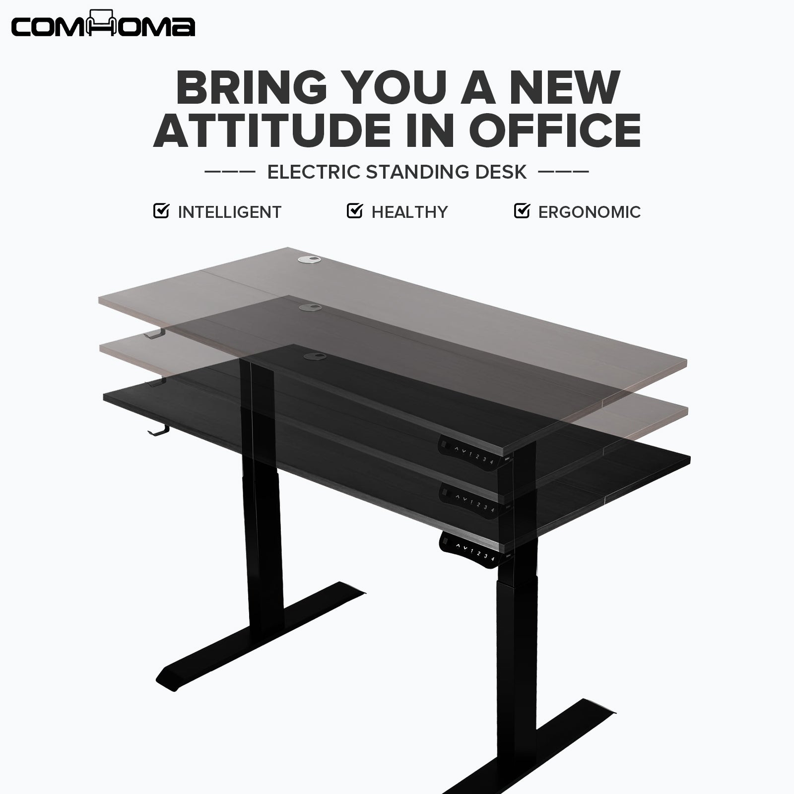 COMHOMA Electric Standing Desk Adjustable Height Desk Motorized Standing Workstation