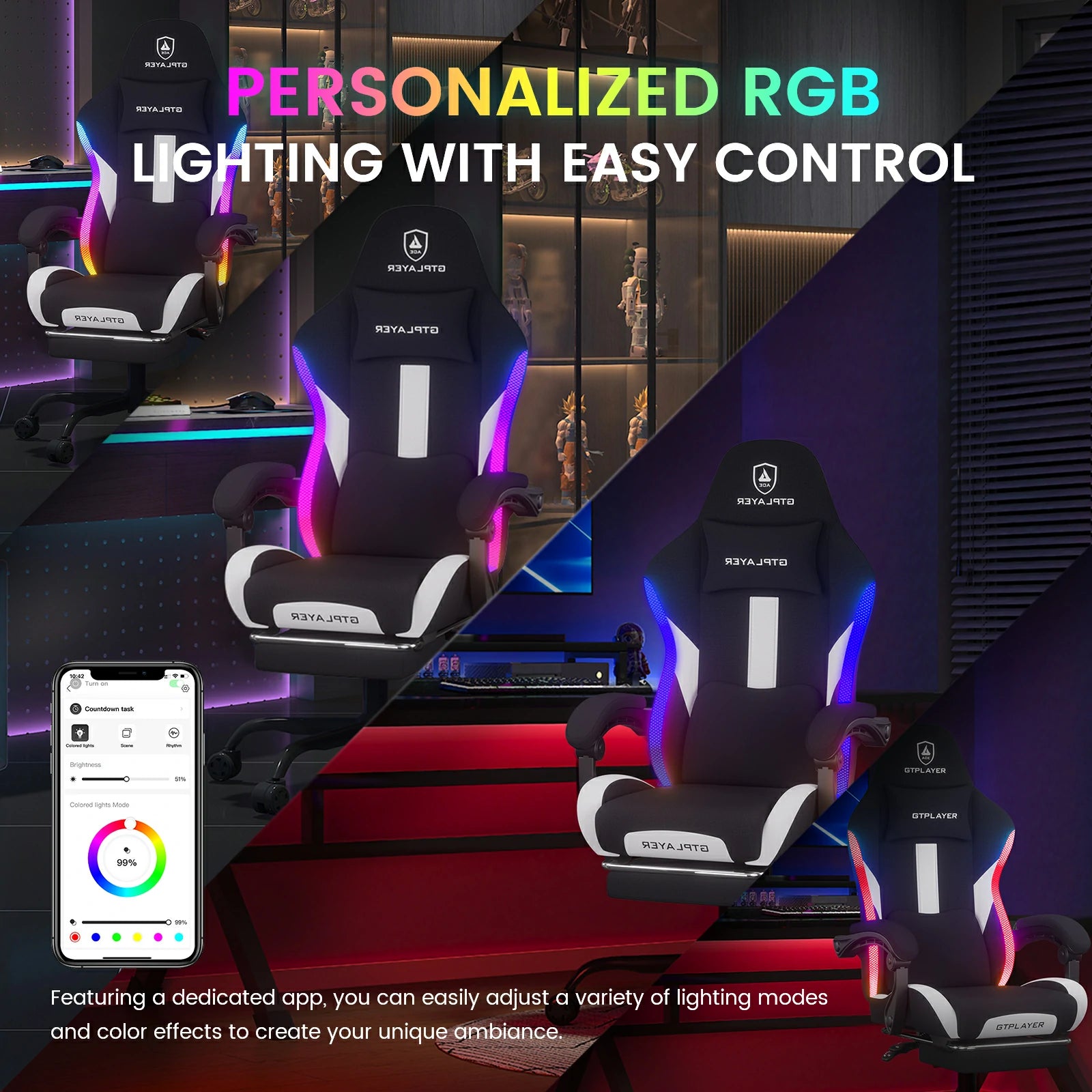 GTPLAYER Gaming Chair with Pocket Spring Cushion & Footrest GT905