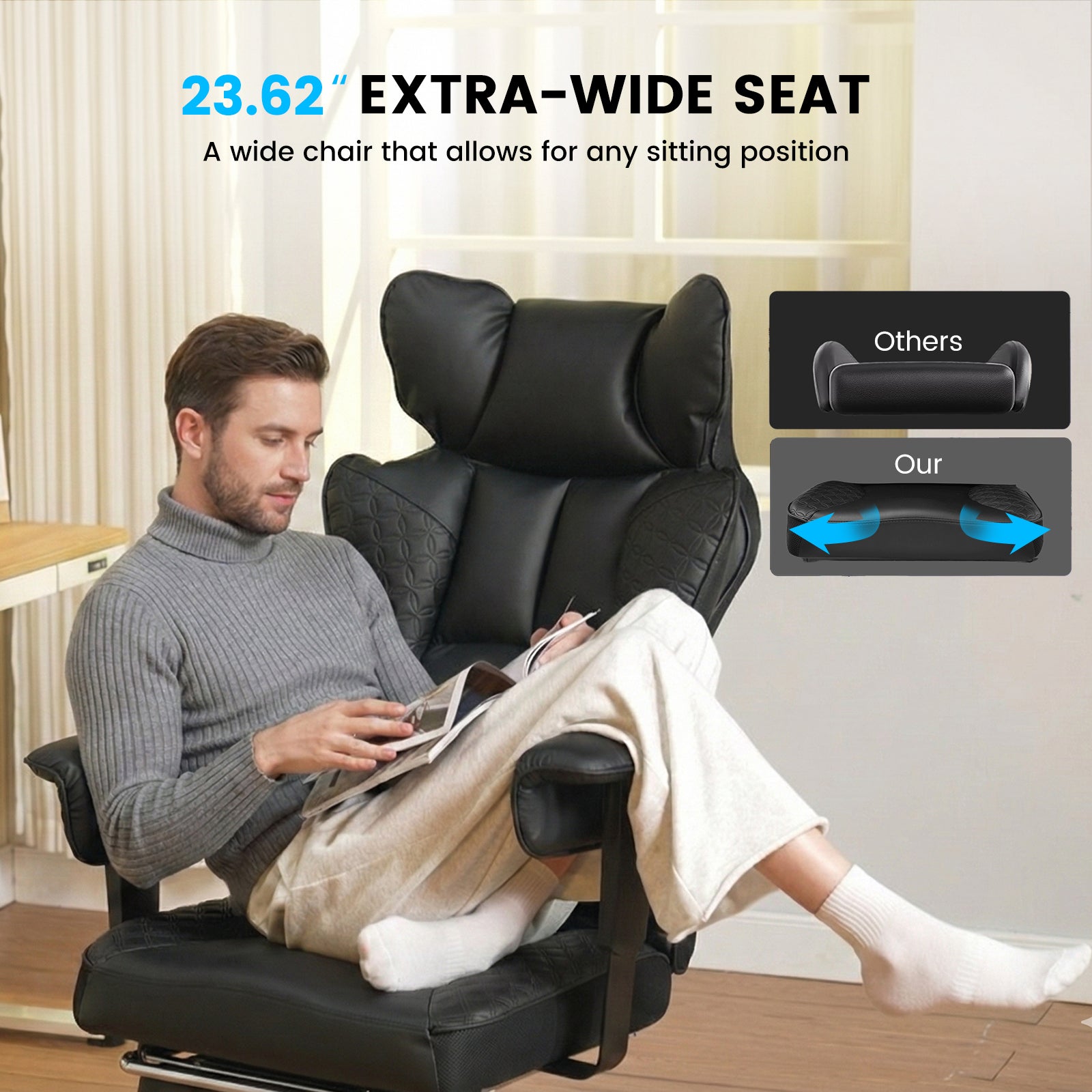 COMHOMA Upgraded Big and Tall Office Chair 400LBS with Pillow, Adjustable Armrest CH510