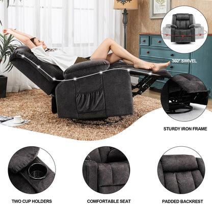 COMHOMA Recliner with Swivel, Massage & Heat H1148