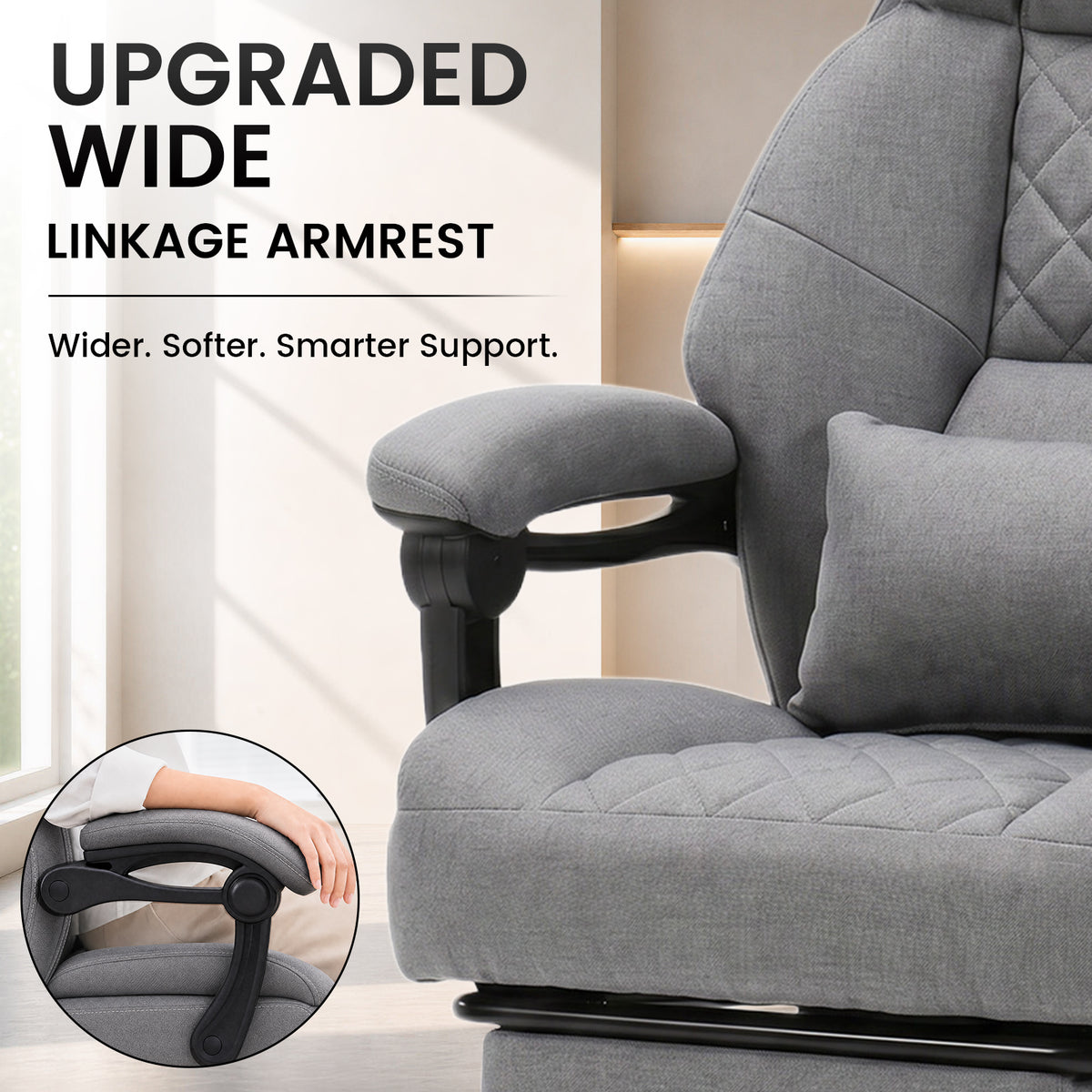 COMHOMA® Big and Tall Ergonomic Office Chair with Linkage Armrest & Wide Seat