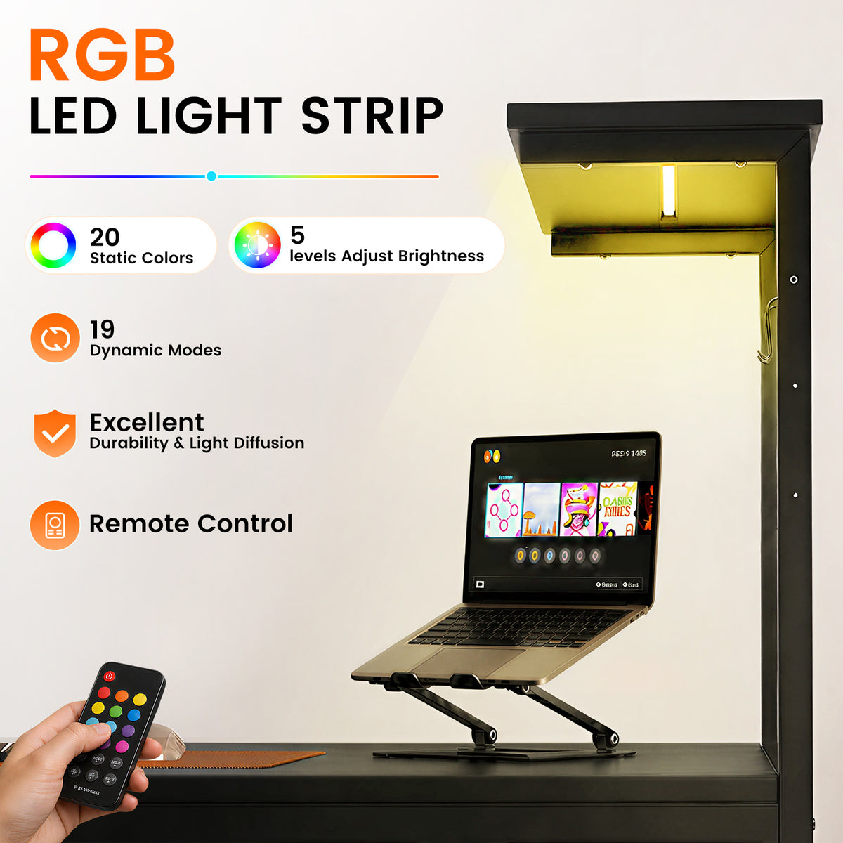 COMHOMA® Reversible Office Gaming Desk with RGB LED Lighting, Hooks and Cup Holder DL007/DL008/DL009