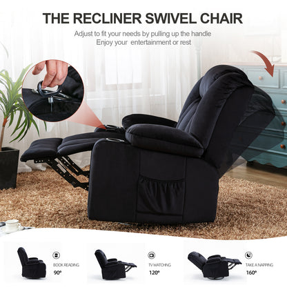 COMHOMA Recliner with Swivel, Massage & Heat H1148