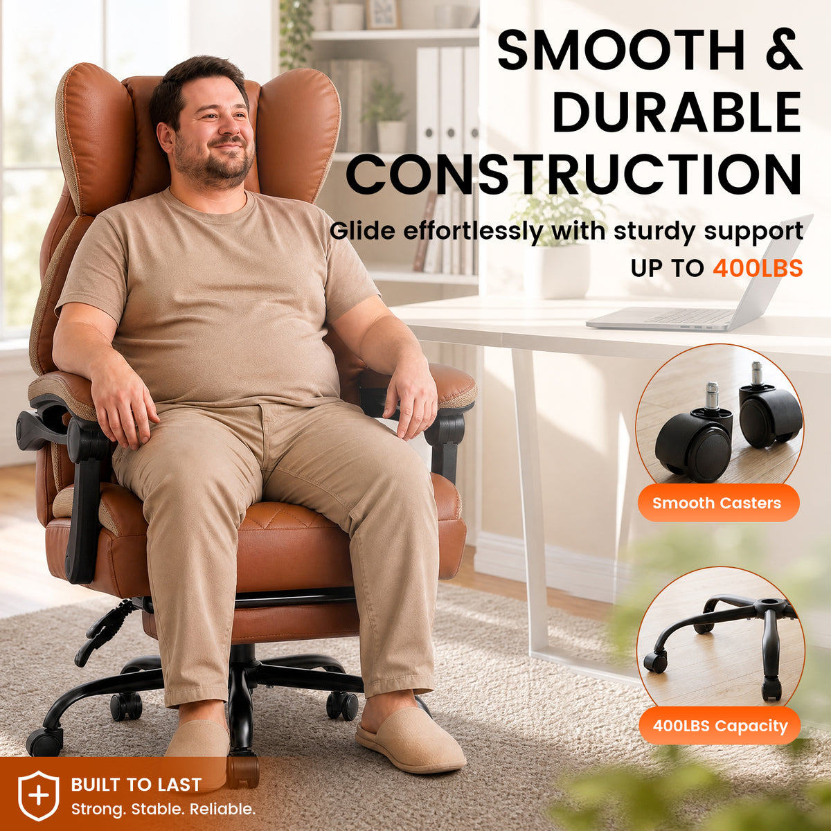 COMHOMA® Big and Tall Ergonomic Office Chair with Linkage Armrest & Wide Seat