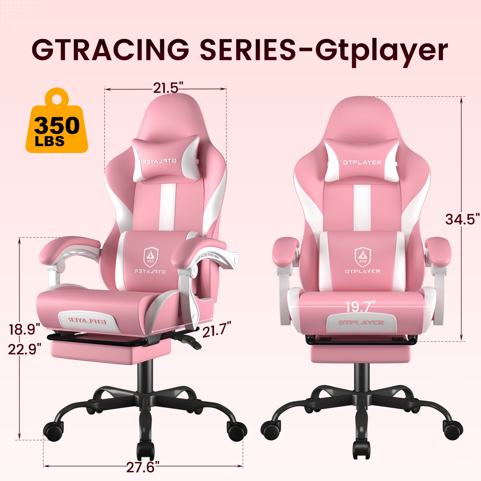 GTPLAYER Gaming Chair with Pocket Spring Cushion & Footrest GT905