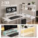 COMHOMA 53" Reversible L-Shaped Gaming Desk with LED Lights, Power Outlets Computer Desk with Hooks and Cup Holder, DL009