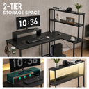 COMHOMA 53" Reversible L-Shaped Gaming Desk with LED Lights, Power Outlets Computer Desk with Hooks and Cup Holder, DL009