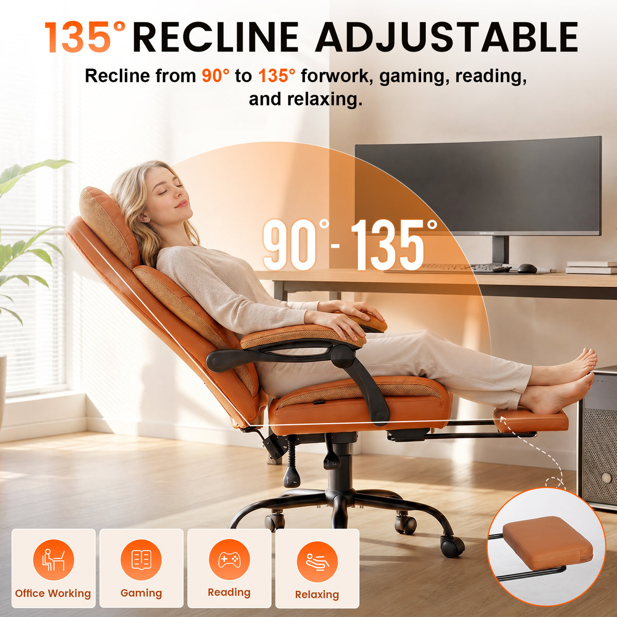 COMHOMA® Big and Tall Ergonomic Office Chair with Linkage Armrest & Wide Seat