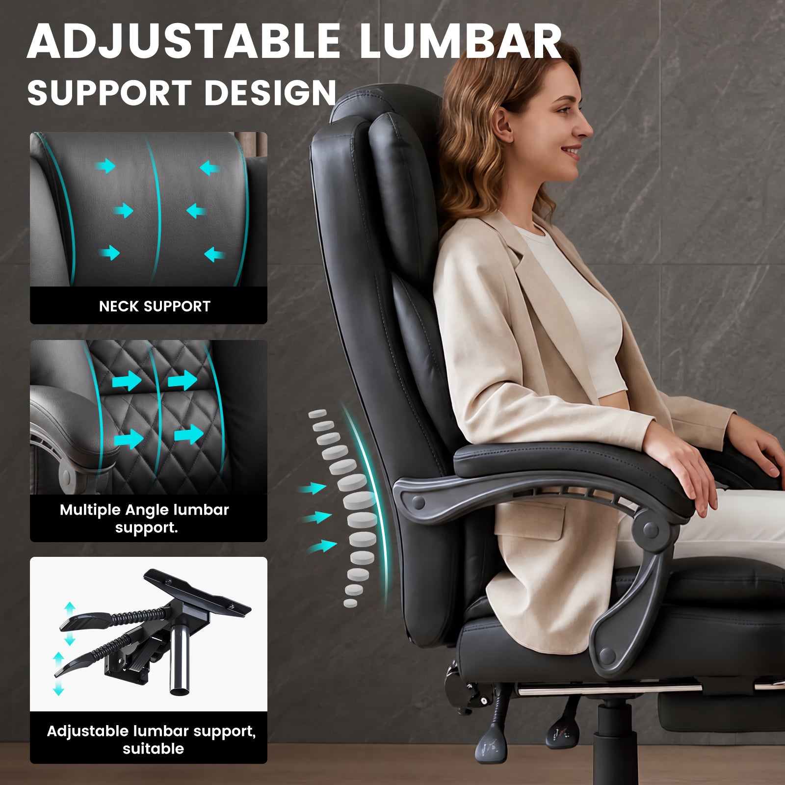 Cloudrest Pro Executive Big and Tall Office Chair with Linkage Armrests 90°-145° CH1001