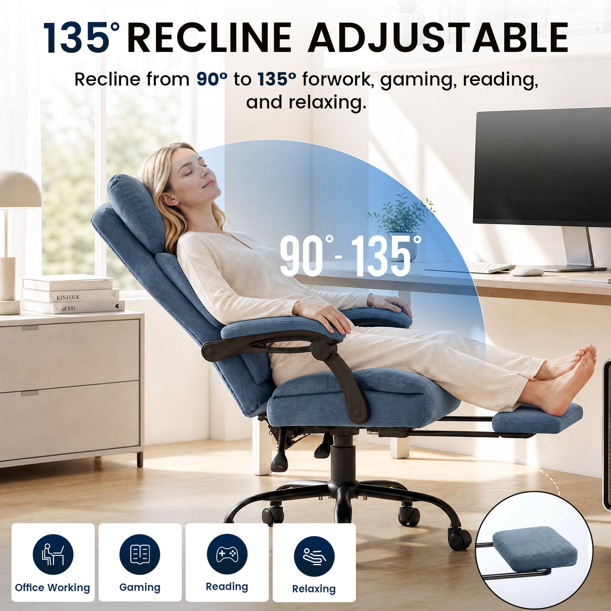 COMHOMA® Big and Tall Ergonomic Office Chair with Linkage Armrest & Wide Seat