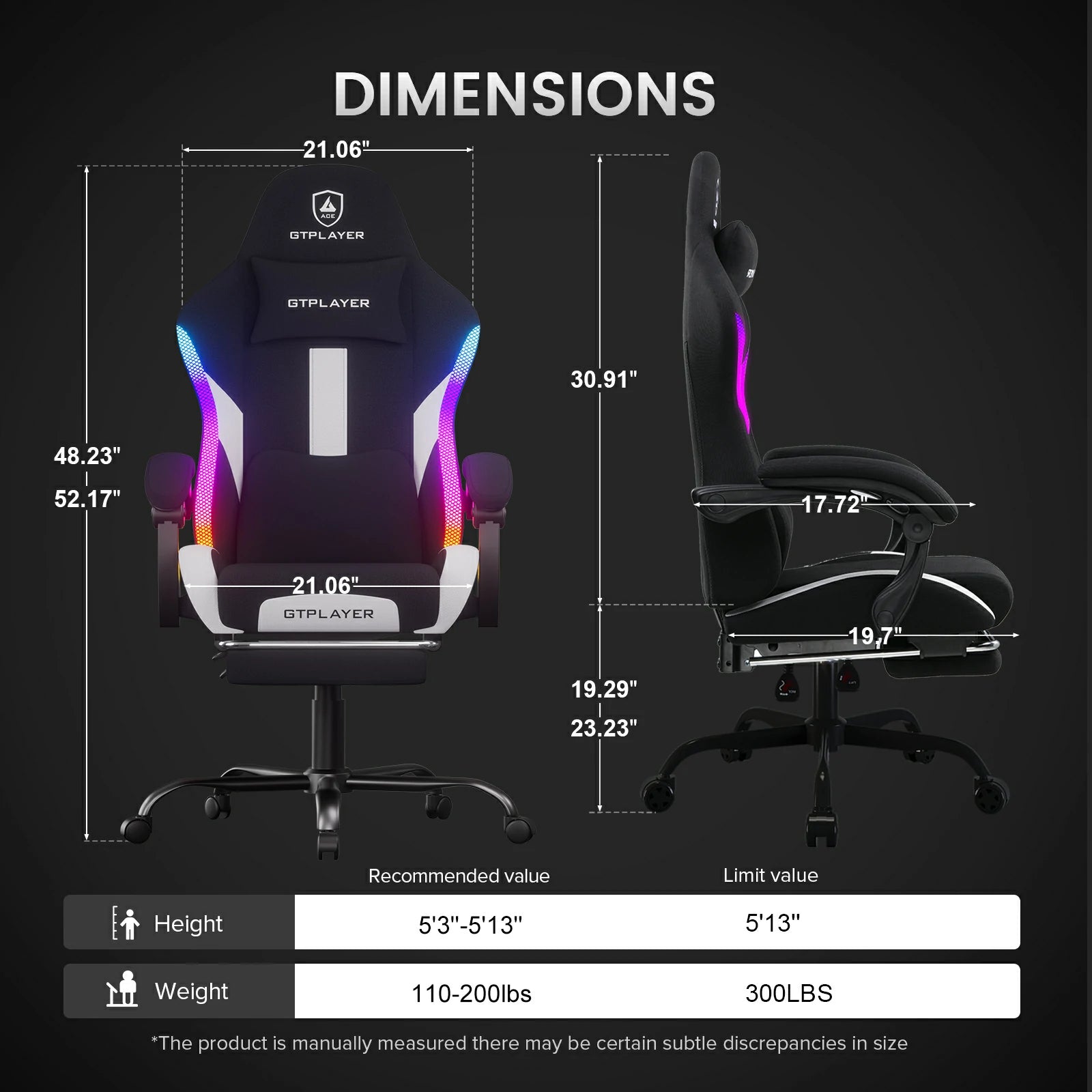 GTRACING Gaming Chair with Racing Style RGB LED Lights GT905-RGB