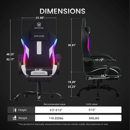 GTRACING Gaming Chair with Racing Style RGB LED Lights GT905-RGB