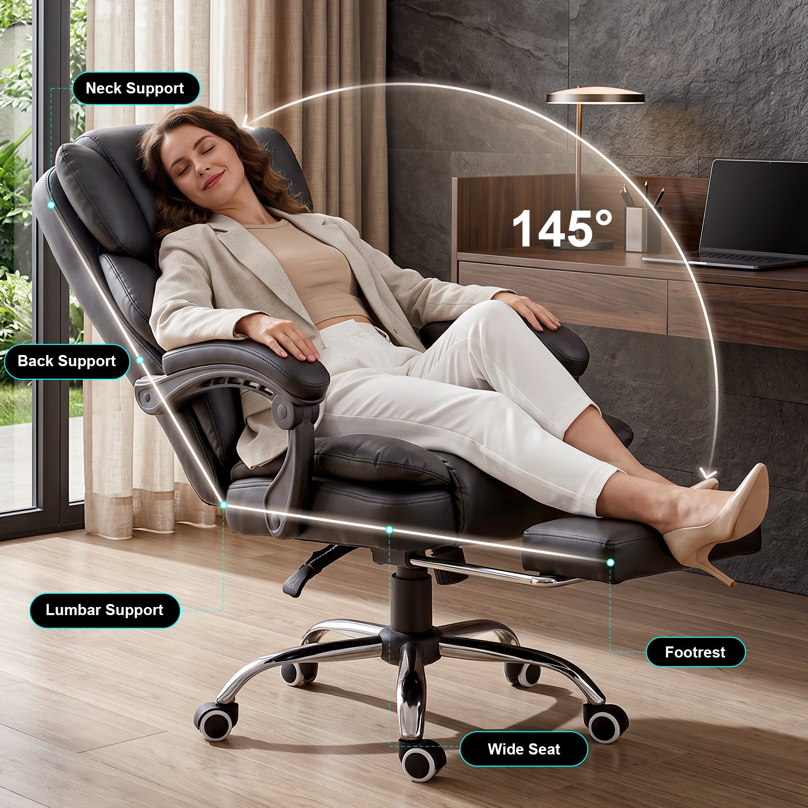 Cloudrest Pro Executive Big and Tall Office Chair with Linkage Armrests 90°-145° CH1001