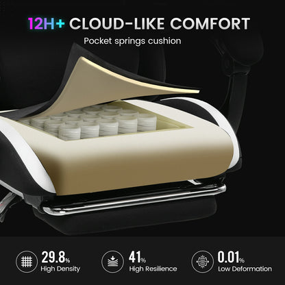 GTPLAYER Gaming Chair with Pocket Spring Cushion & Footrest GT905